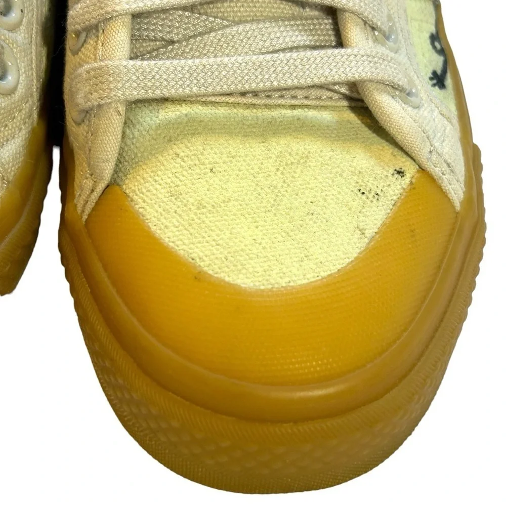 Adidas Nizza Platform Shoes Rare Unique Lemony Cream Color w/ Music Graphics